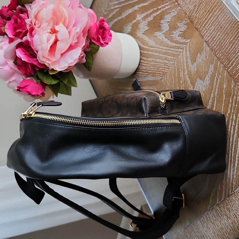 Coach Leather and Canvas Backpack Black & Brown - Picture 7 of 9